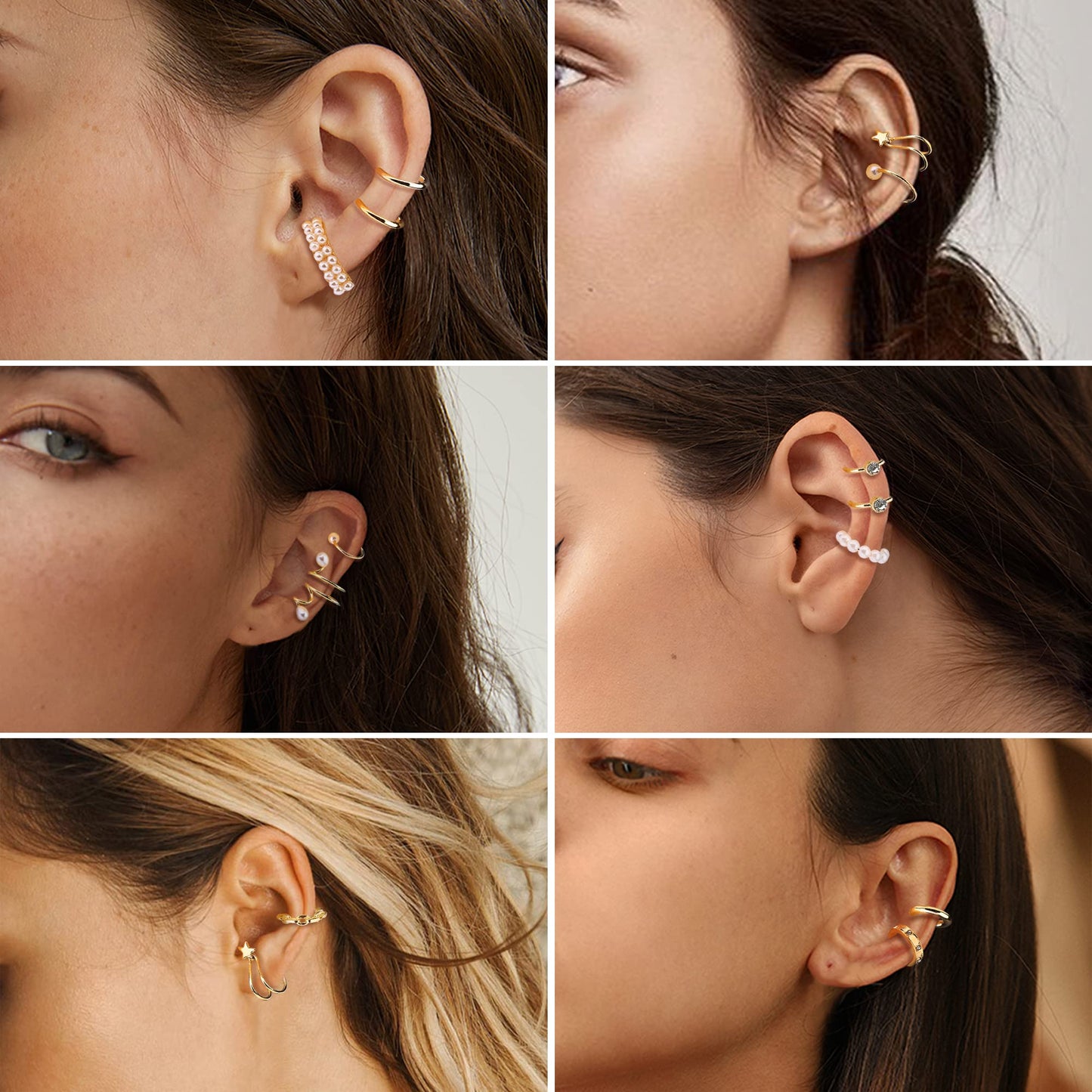 Dochais Ear Cuff Helix Cartilage Clip on Earrings Ear Cartilage Clip on Wrap Earrings Ear Cuffs for Women Men Non Piercing Ear Piercing Fake Earrings Set(Gold/Silver)