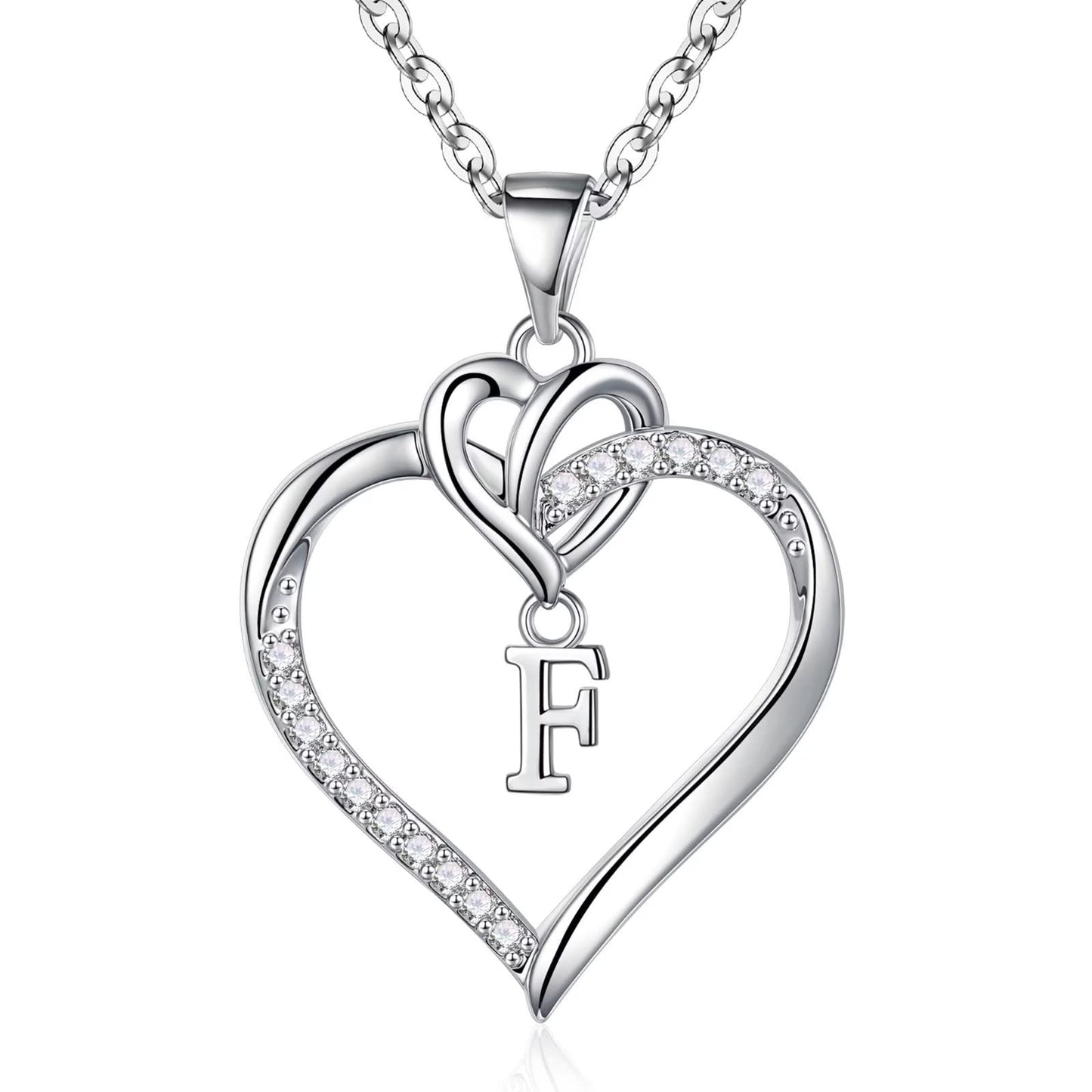 STORUP Heart Initial Necklaces for Women Girls, 14K Gold Plated Cubic Zirconia Heart Initial A-Z Pendant Necklace Dainty Heart Necklaces for Women Teen Girl Jewelry Birthday Gifts