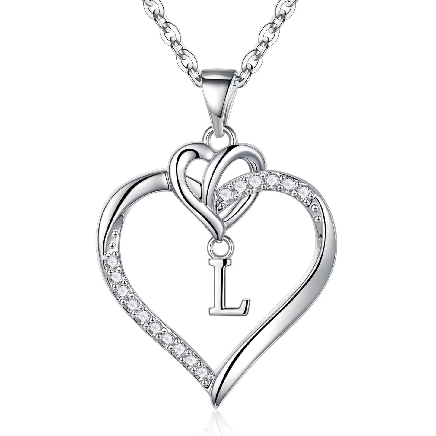 STORUP Heart Initial Necklaces for Women Girls, 14K Gold Plated Cubic Zirconia Heart Initial A-Z Pendant Necklace Dainty Heart Necklaces for Women Teen Girl Jewelry Birthday Gifts