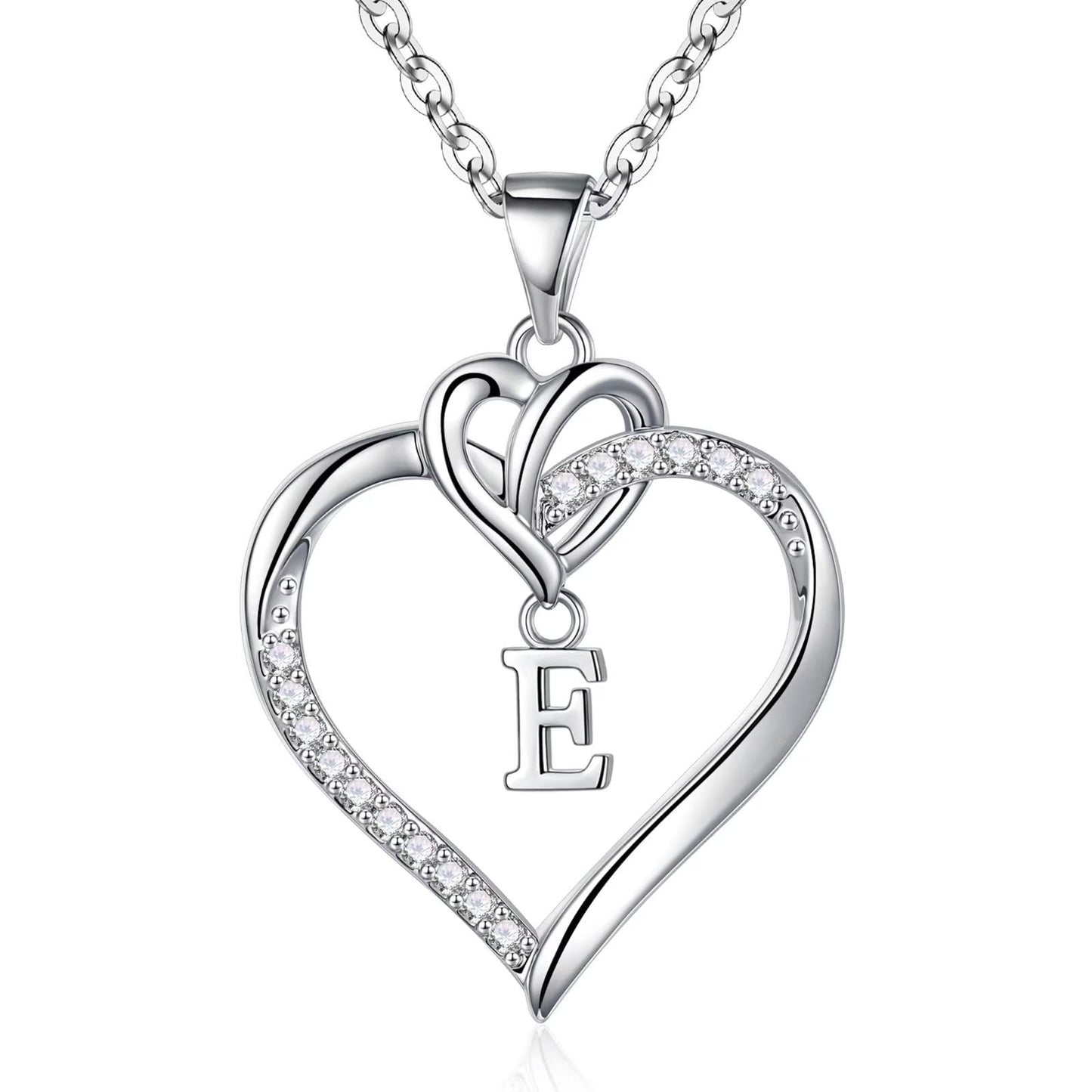 STORUP Heart Initial Necklaces for Women Girls, 14K Gold Plated Cubic Zirconia Heart Initial A-Z Pendant Necklace Dainty Heart Necklaces for Women Teen Girl Jewelry Birthday Gifts