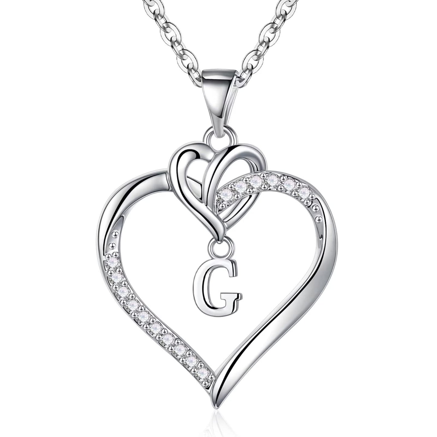 STORUP Heart Initial Necklaces for Women Girls, 14K Gold Plated Cubic Zirconia Heart Initial A-Z Pendant Necklace Dainty Heart Necklaces for Women Teen Girl Jewelry Birthday Gifts
