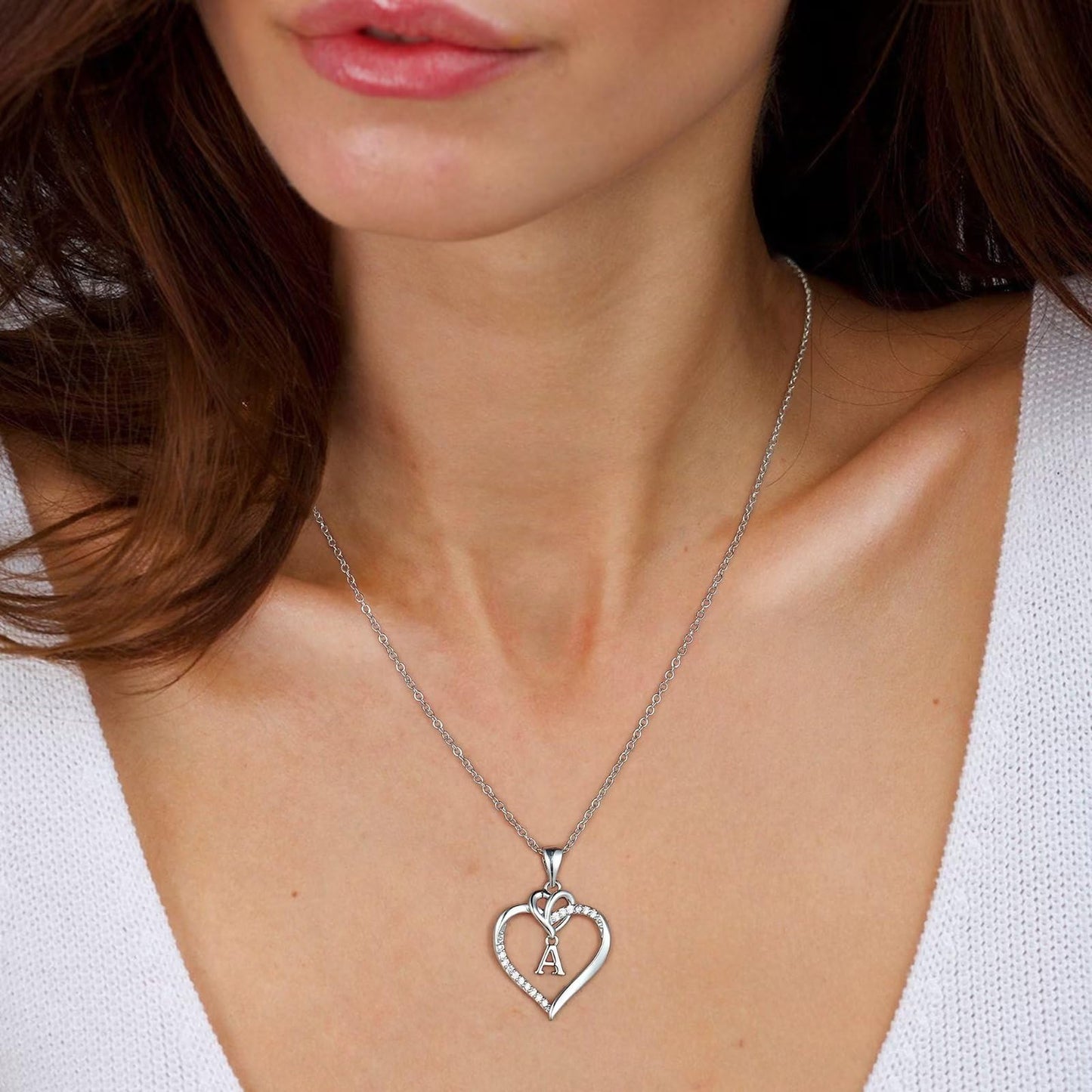 STORUP Heart Initial Necklaces for Women Girls, 14K Gold Plated Cubic Zirconia Heart Initial A-Z Pendant Necklace Dainty Heart Necklaces for Women Teen Girl Jewelry Birthday Gifts