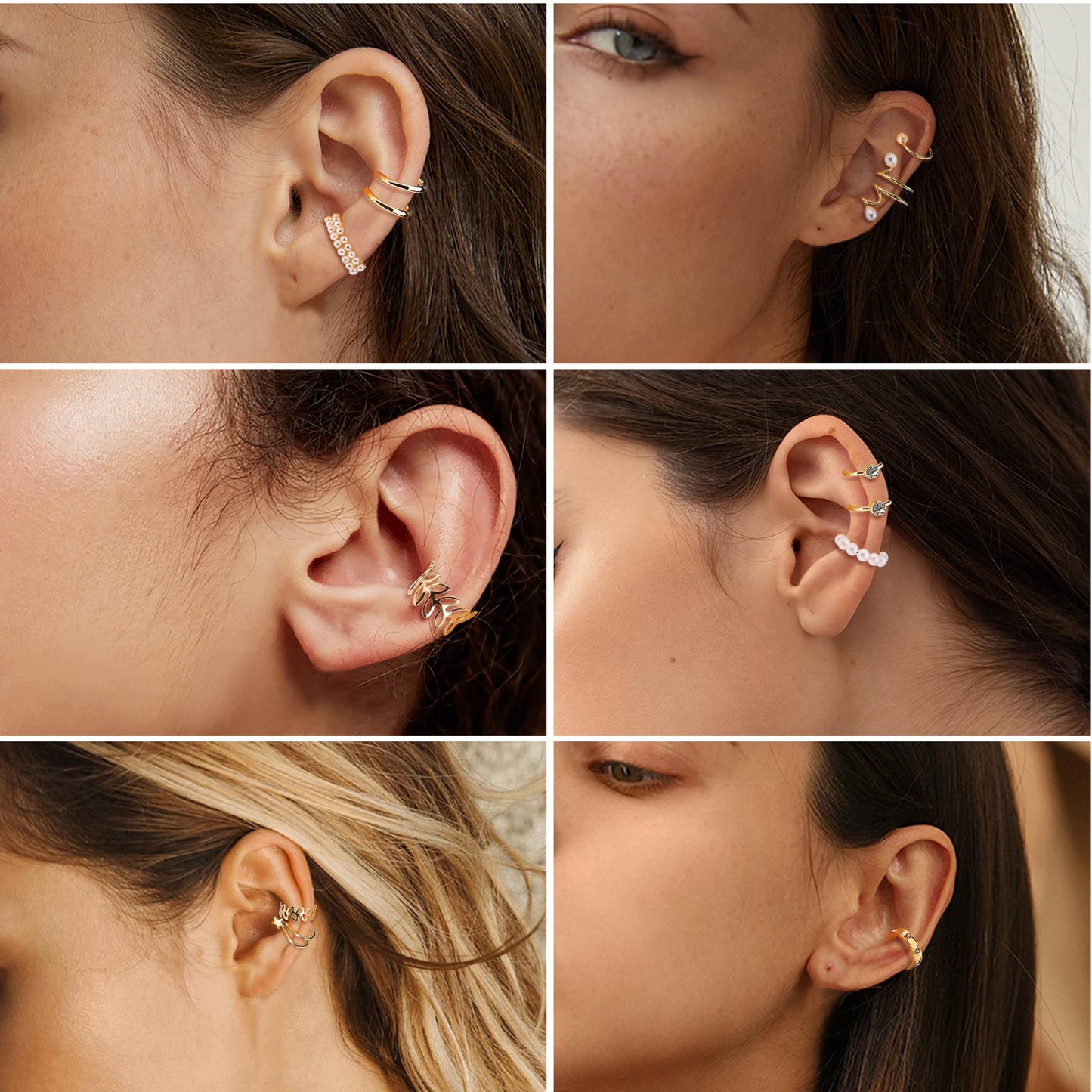 Dochais Ear Cuff Helix Cartilage Clip on Earrings Ear Cartilage Clip on Wrap Earrings Ear Cuffs for Women Men Non Piercing Ear Piercing Fake Earrings Set(Gold/Silver)